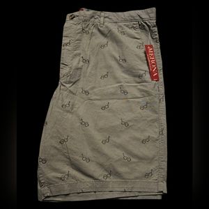 NWT Merona Chino 100% Cotton Shorts Mens 42 Embroidered Sunglasses Gray